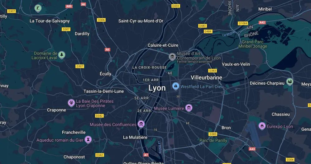 Carte de Lyon et de ses quartiers sensibles
