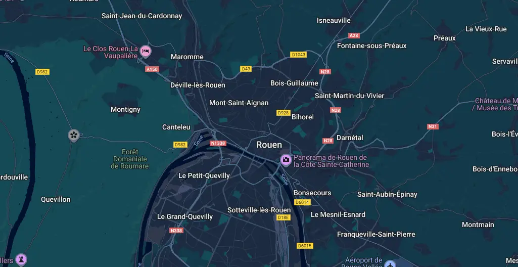 Carte de Rouen et de ses quartiers sensibles